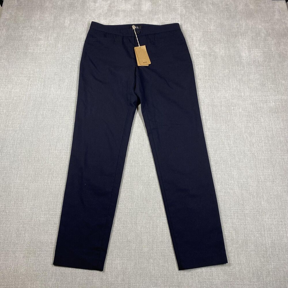A.P.C. Pants Mens 29x30 (Tag 34) Dark Navy Wool Cotton Slim Fit Chino Camarguais